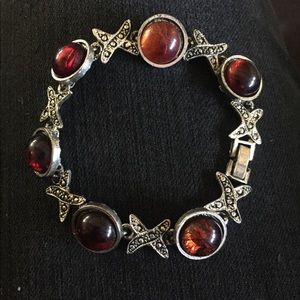 X and O Marcasite and MoonStone Bracelet